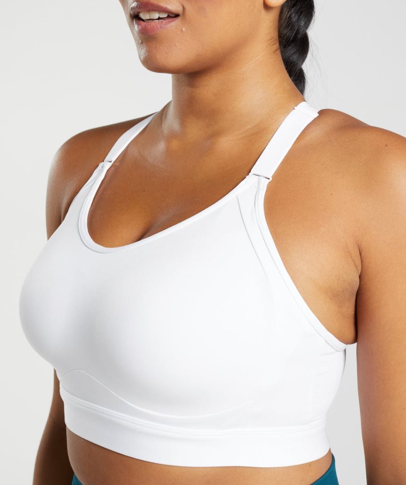 Women's Gymshark Cut Out Back High Support Sports Bra White | CA 0D15A7